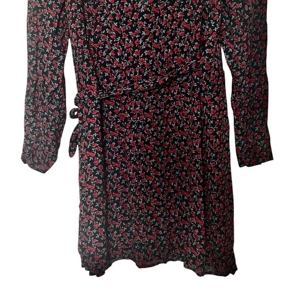 Reformation Brooke Black  Ditzy Floral Print Wrap Mini Dress Size M - Picture 4 of 7